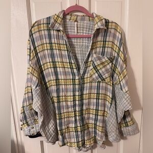 Free People Oversized Plaid Button-Up Shirt